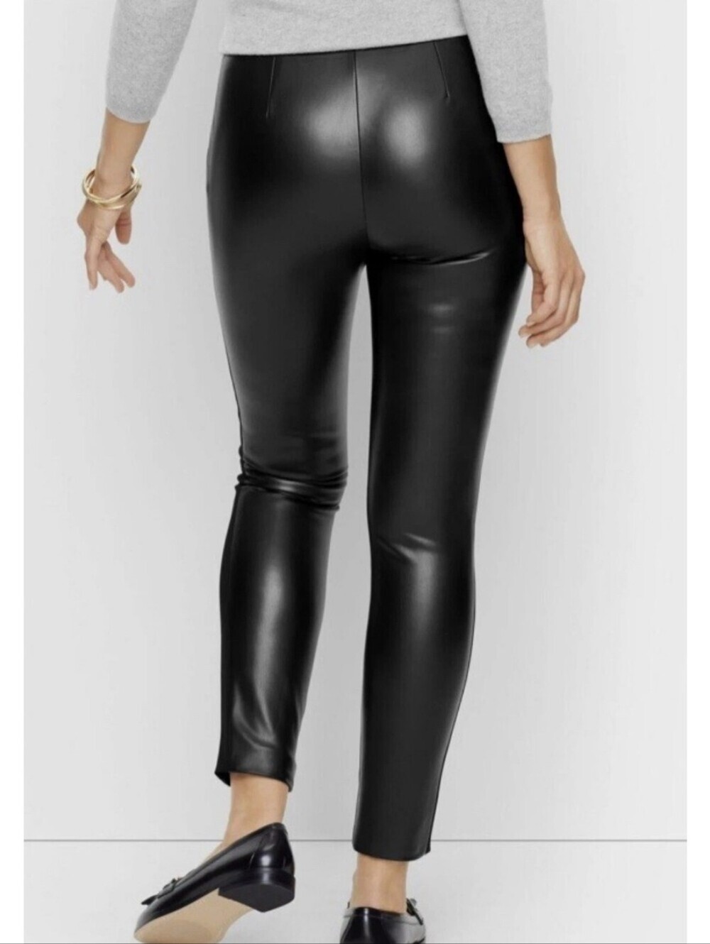 Talbots Portland Faux Leather Leggings Womens Skinny Pants Stretch Black Sz 14 - Picture 3 of 16